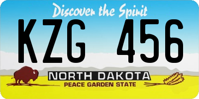 ND license plate KZG456