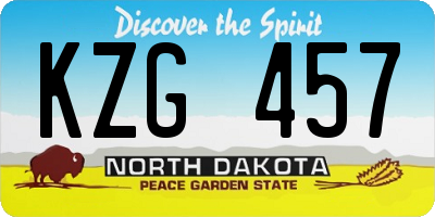 ND license plate KZG457