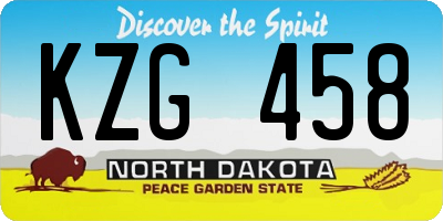 ND license plate KZG458