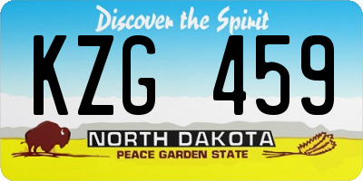 ND license plate KZG459