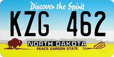 ND license plate KZG462