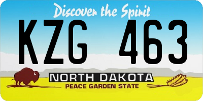 ND license plate KZG463