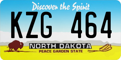 ND license plate KZG464
