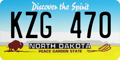 ND license plate KZG470