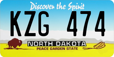 ND license plate KZG474
