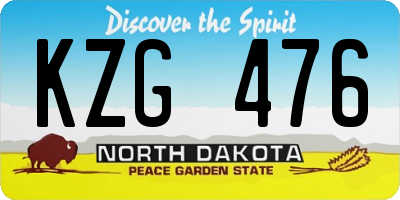 ND license plate KZG476