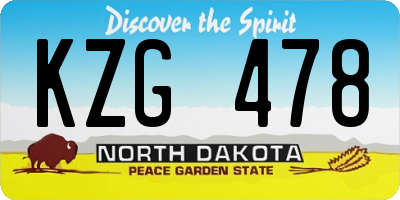 ND license plate KZG478