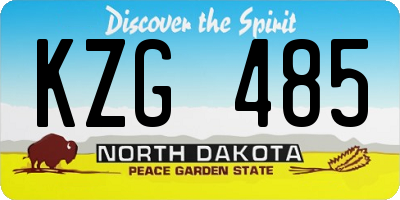 ND license plate KZG485