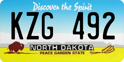 ND license plate KZG492