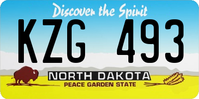 ND license plate KZG493