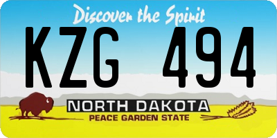 ND license plate KZG494