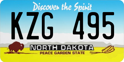 ND license plate KZG495