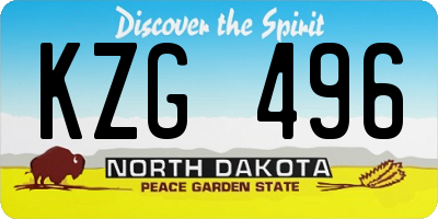 ND license plate KZG496