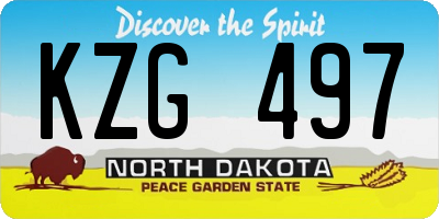 ND license plate KZG497