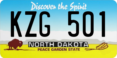 ND license plate KZG501