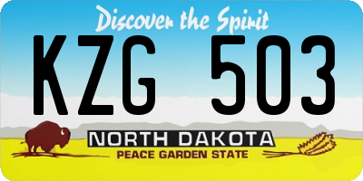 ND license plate KZG503