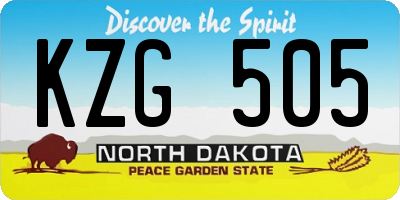 ND license plate KZG505
