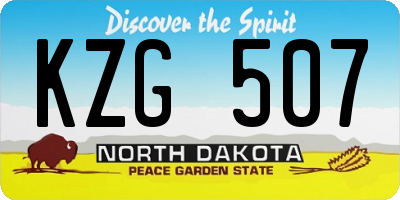 ND license plate KZG507