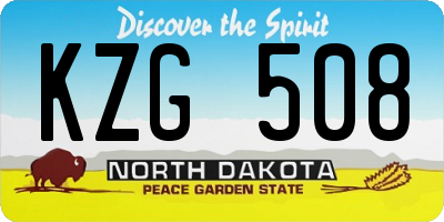 ND license plate KZG508