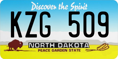ND license plate KZG509