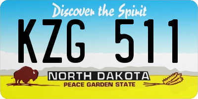 ND license plate KZG511