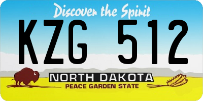 ND license plate KZG512