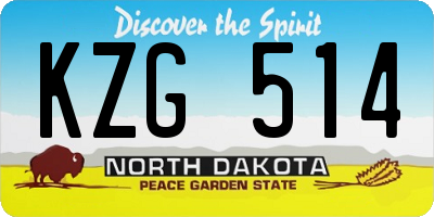 ND license plate KZG514