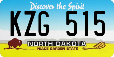 ND license plate KZG515