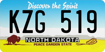 ND license plate KZG519