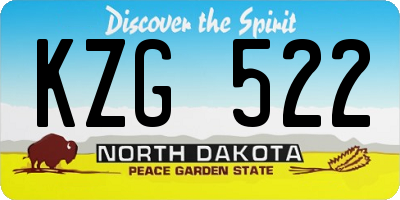 ND license plate KZG522