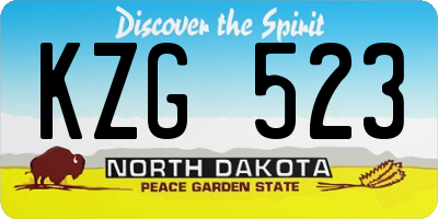ND license plate KZG523