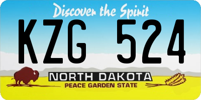 ND license plate KZG524