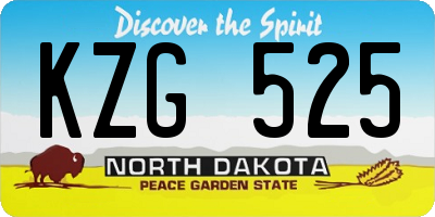 ND license plate KZG525