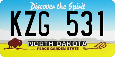 ND license plate KZG531