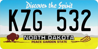 ND license plate KZG532