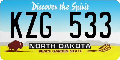 ND license plate KZG533