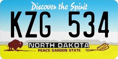 ND license plate KZG534