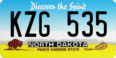 ND license plate KZG535
