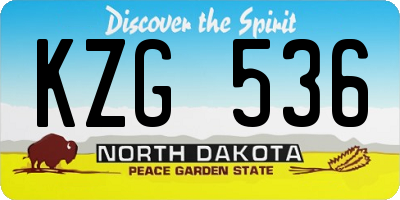 ND license plate KZG536