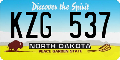 ND license plate KZG537