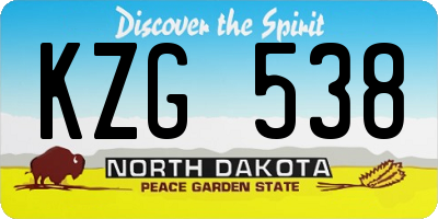ND license plate KZG538