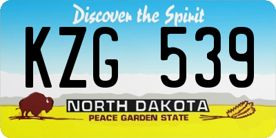 ND license plate KZG539