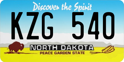 ND license plate KZG540