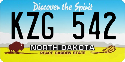 ND license plate KZG542