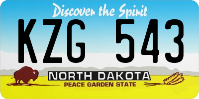 ND license plate KZG543