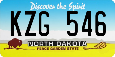 ND license plate KZG546