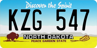 ND license plate KZG547