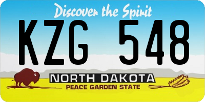 ND license plate KZG548