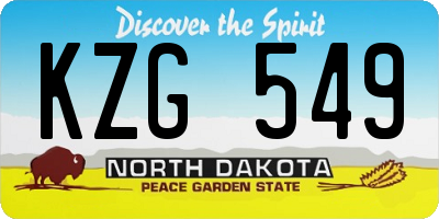 ND license plate KZG549