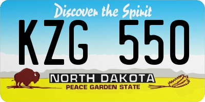 ND license plate KZG550